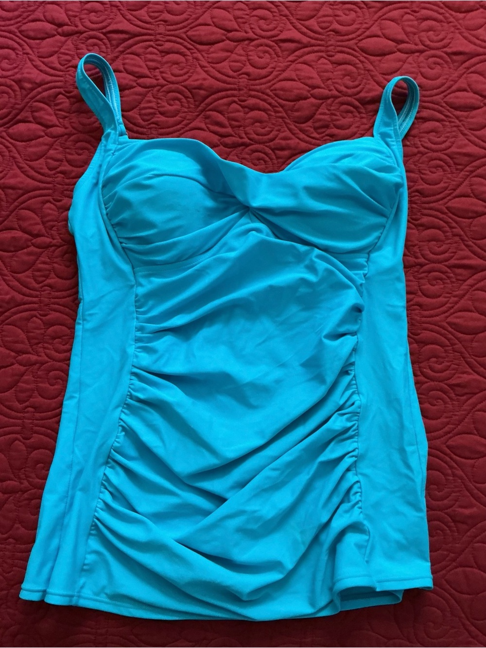 Women’s Turquoise Ruched Tankini Swim Top